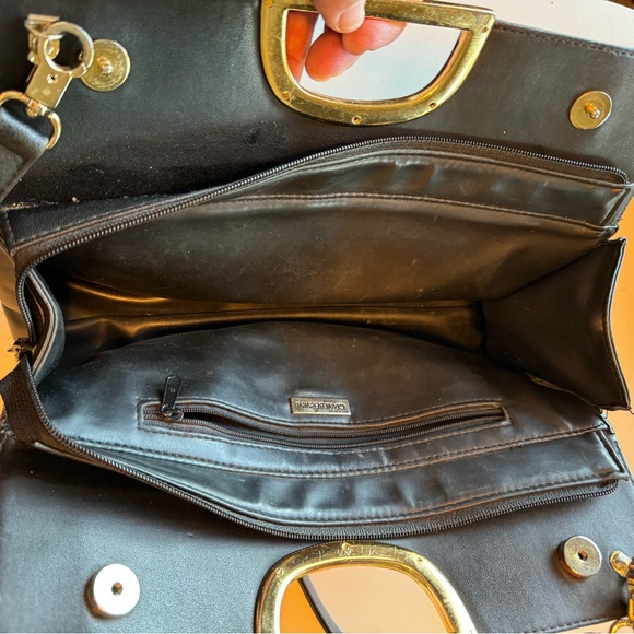 Vintage High End Black Leather Giani Bernini Retro Shoulder Bag Purse - Picture 4 of 8